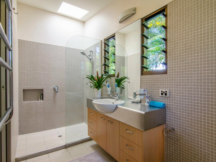 banos con ducha diseno opciones lavabo madera ideas