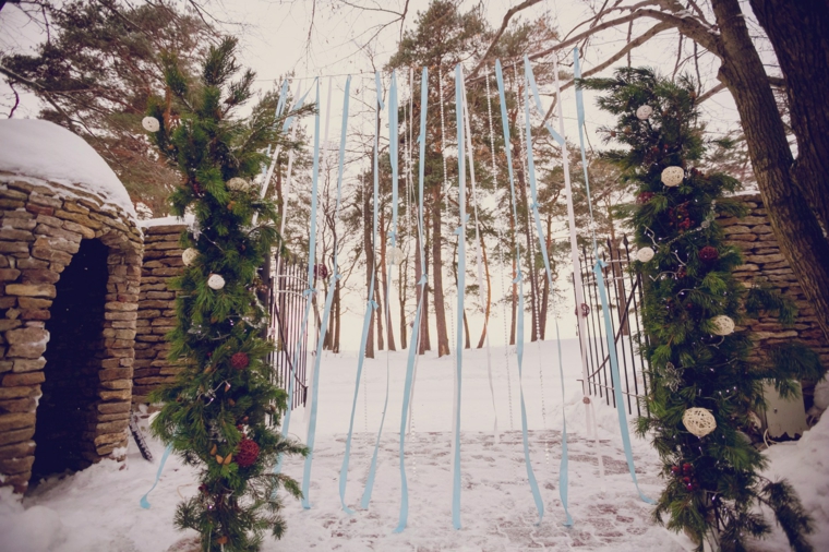 bodas originales invierno decoracion entrada ceremonia ideas