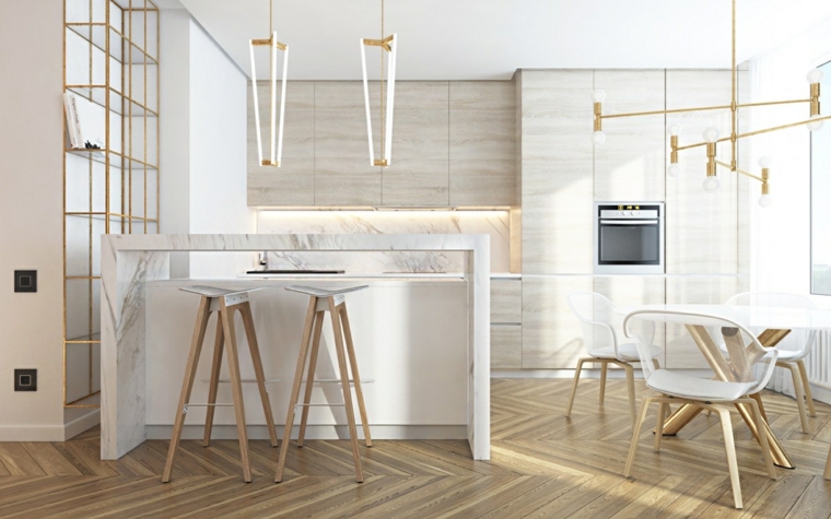 bonita cocina en blanco madera