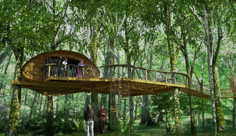 casa en los árboles elegante puente
