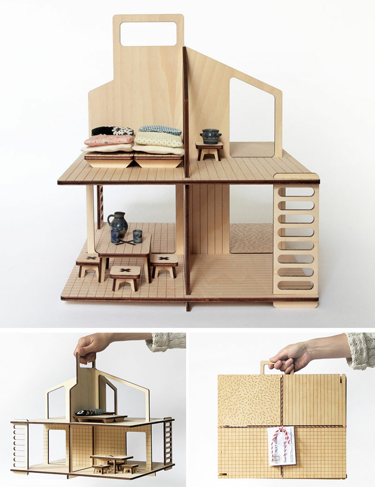 casita muñecas madera natural