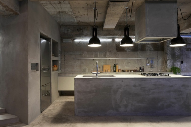 cocina moderna cemento estilo industrial