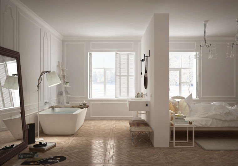 entrada de luz natural por ventanas compartido dormitorio estilo espejos listas
