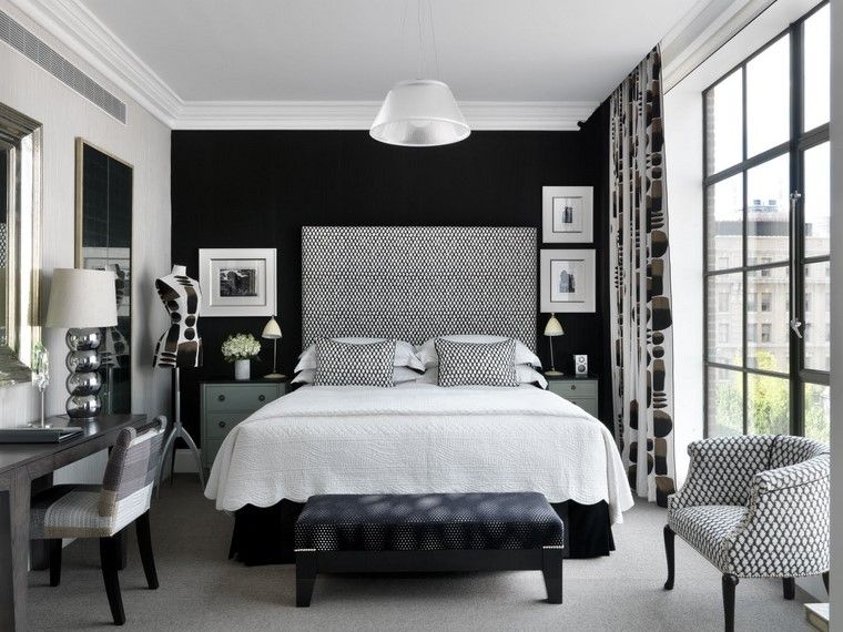 decorar dormitorio blanco negro muebles originales ideas