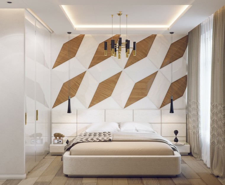 decorar paredes diseño formas geometricas lamparas