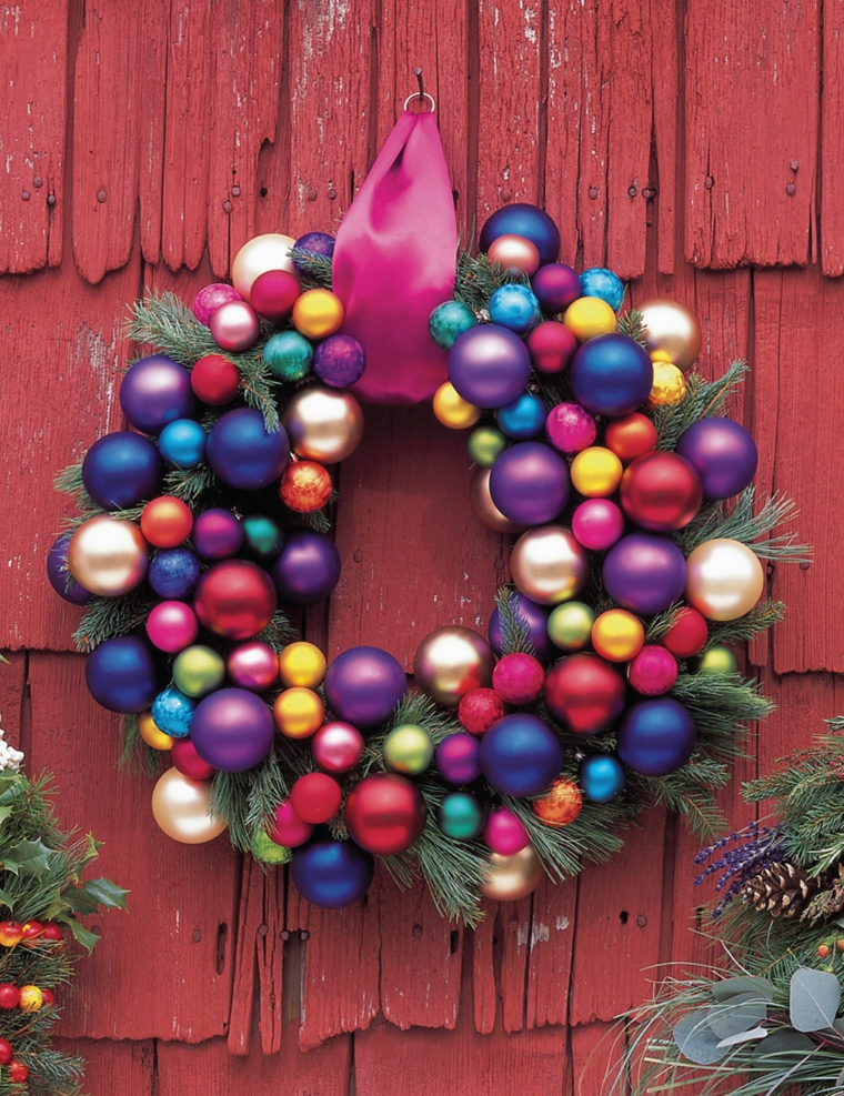 decorar puertas navidad opciones colgar bolas colores ideas