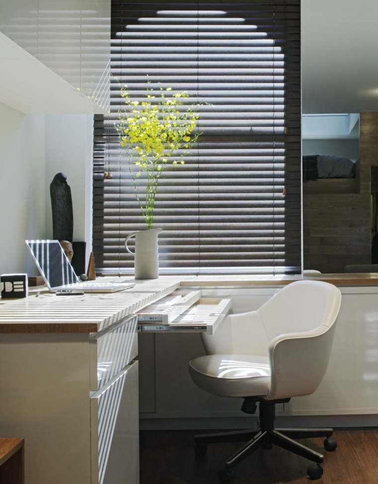 despacho oficina muebles minimalistas blancos