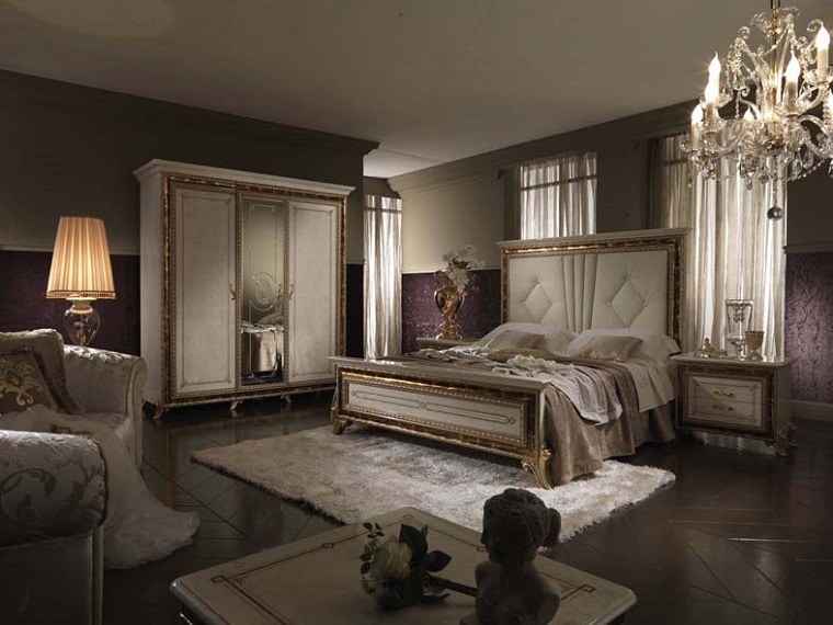 dormitorio amplio moderno muebles rosa oro ideas