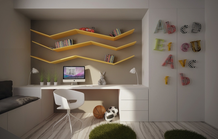 estantes con libros y letras habitaciones infantiles ideas detalles lineas