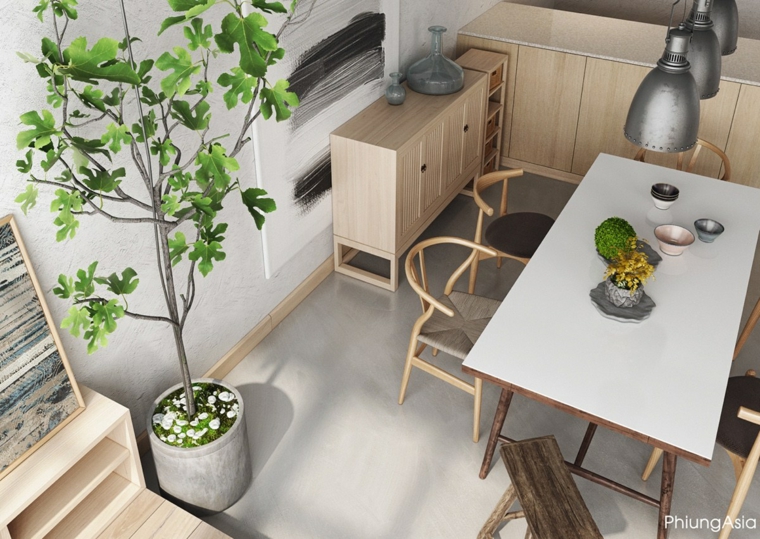 interiorismo asia plantas macetas muebles
