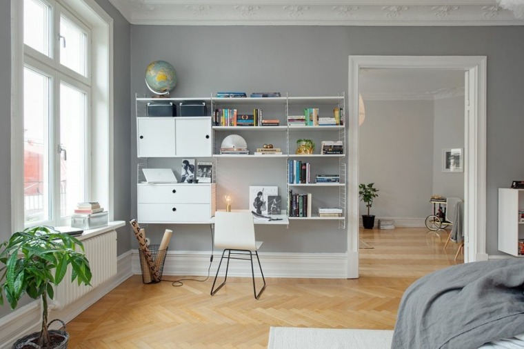 interior estilo nordico pared gris