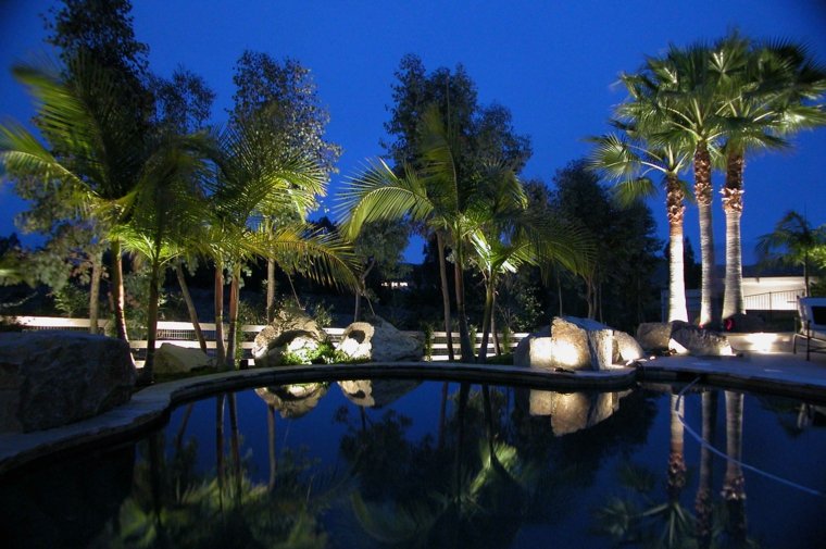 jardin grande luces rocalla piscina