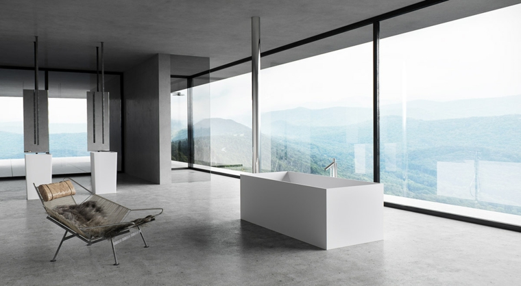 interesanet diseño de sillon minimalista vistas iluminado bano cuero