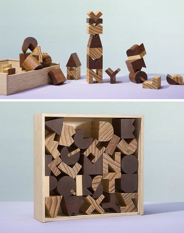 original diseño caja letras madera