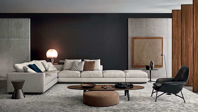 salón moderno con sofá blanco andersen line sofa rodolfo dordoni ideas