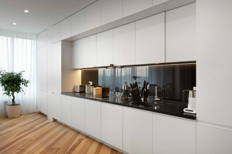apartamento decoración diseno minimalista cocina blanca minimalista ideas