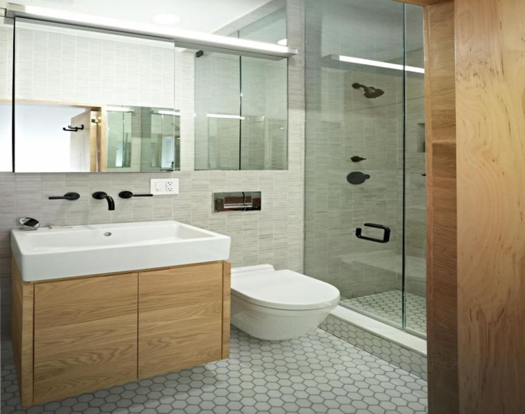 baño moderno azulejos hexagonales