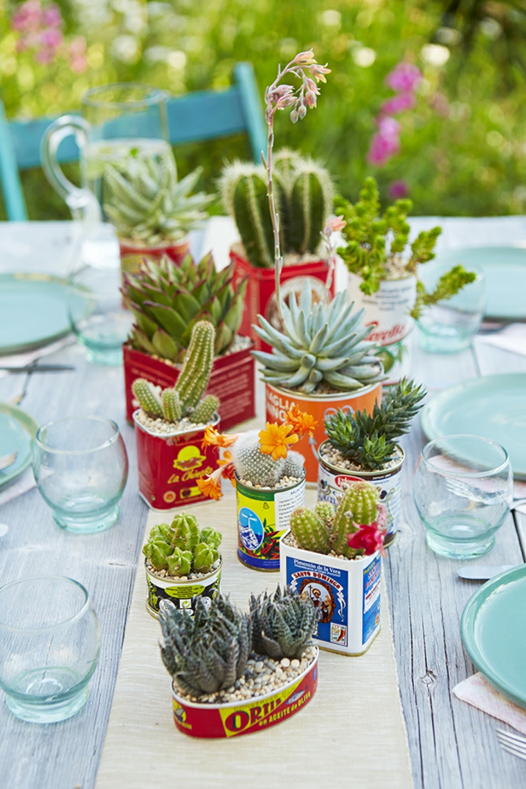 decopración de mesa con cactus