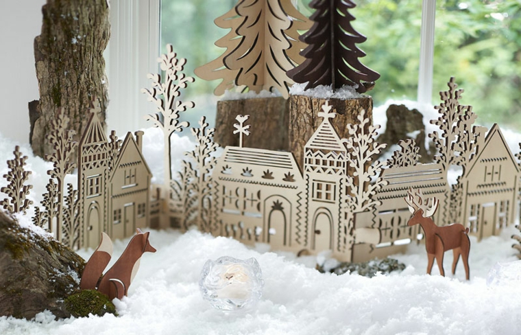 pueblo navideño con casitas de madera bonitas siluetas casitas madera navideñas