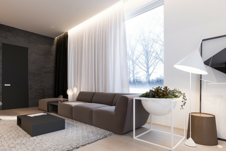 Casa minimalista con espacios brillantes y funcionales