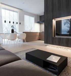 Casa minimalista con espacios brillantes y funcionales