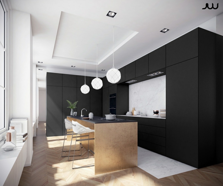 cocinas en claros colores color negro cocinas claro colores JW Renders muebles