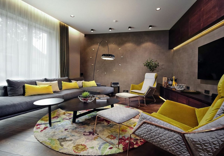 toques de color amarillo en el salón colores vibrantes salon diseno lineoffice architecture ideas