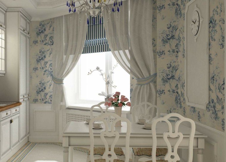 cortinas de cocina color blanco diseno romantico moderno ideas