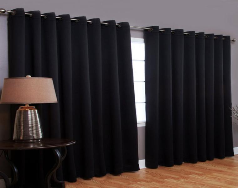 cortinas lisas negras salón