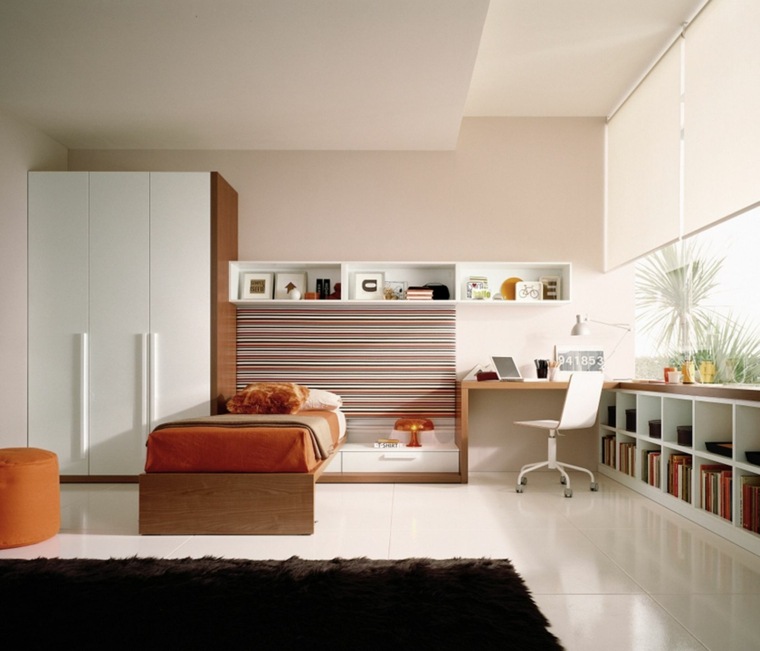 decoracion de habitacion para ninos muebles estilo color naranja ideas