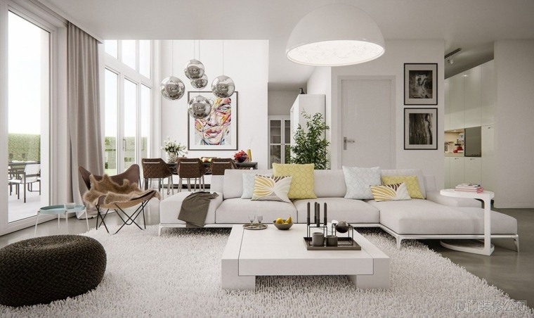 decoracion de interiores tendencias 2017 acentos color amarillo muebles blancos ideas
