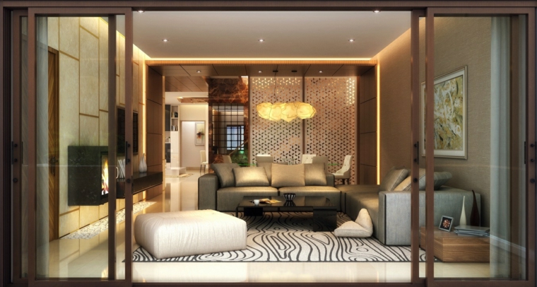 decorar salones ideas madera puertas cristales