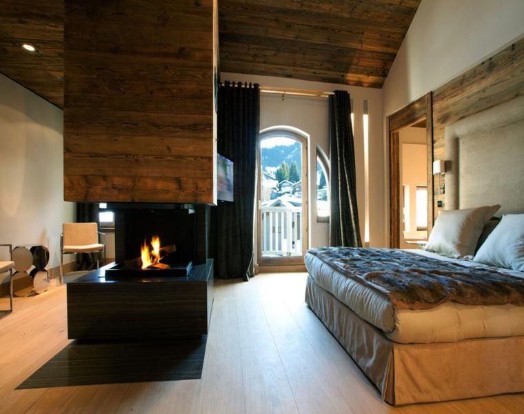 dormitorio moderno cortinas oscuras