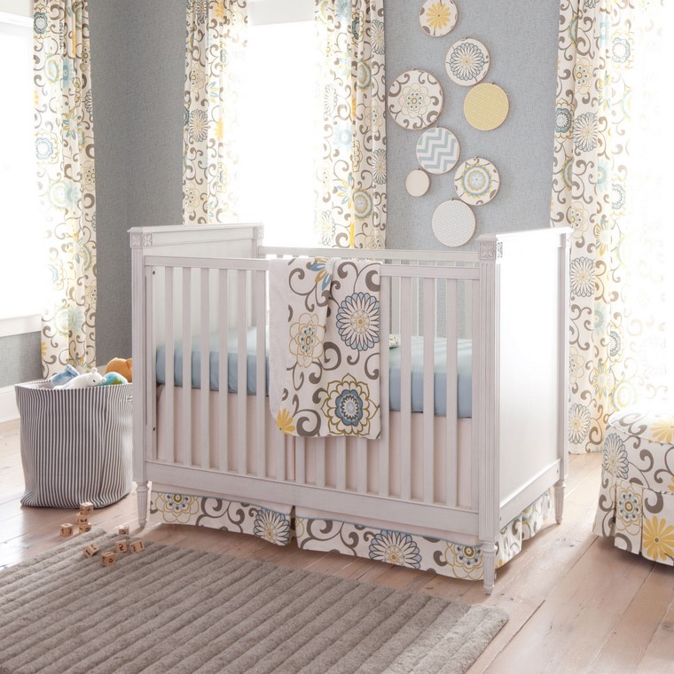 ideas de cortinas con estampas dormitorios de bebes diseno blanco cortinas ropa cama estampas ideas