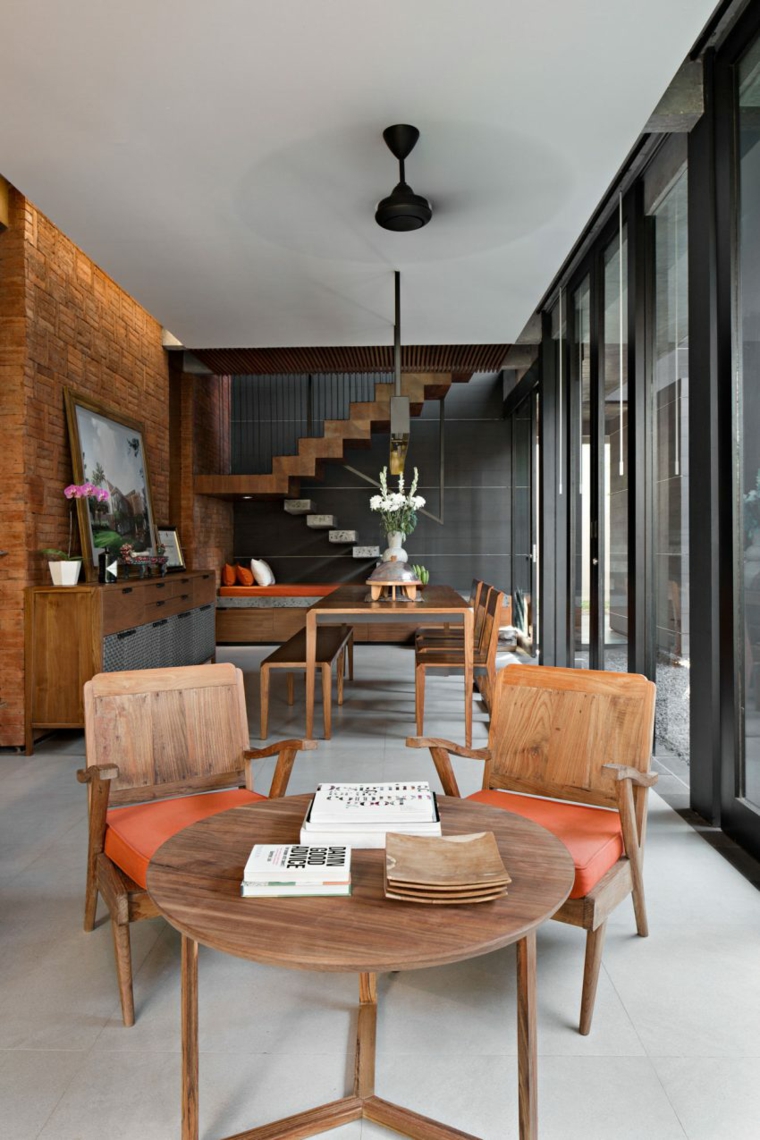 elegancia residencia cojines naranja muebles