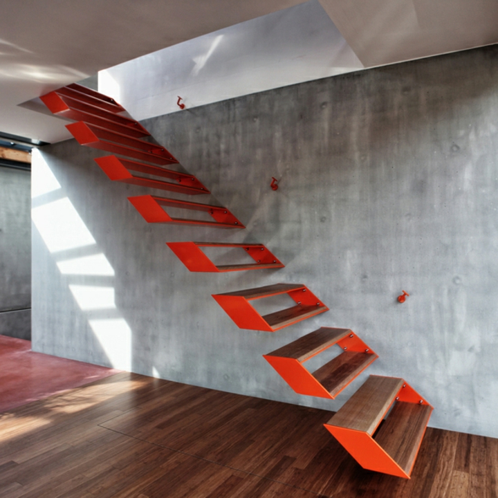 escaleras de interior diseño flotantes estructura sillones