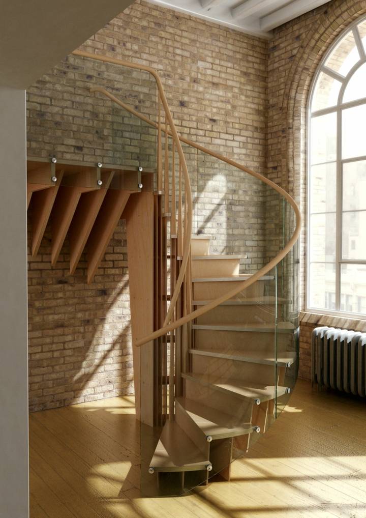 escaleras de interior diseño madera cuerdas ladrillos
