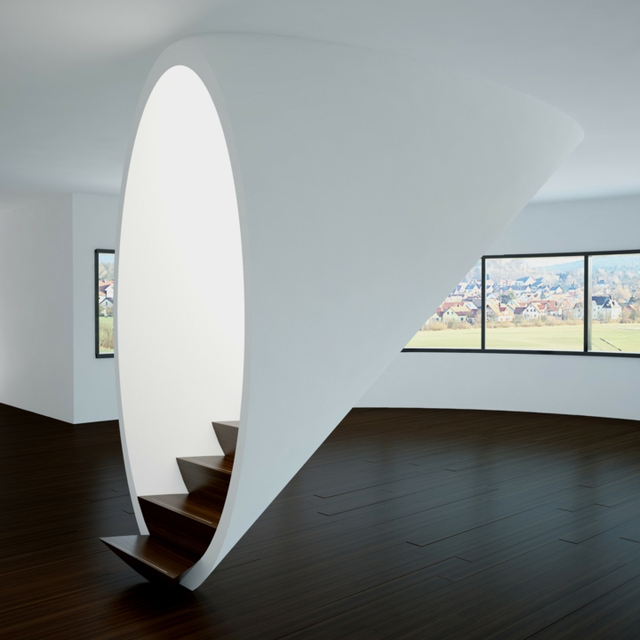 escaleras de interior diseño sillones ventanas