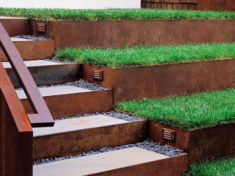 escaleras de acero corten escaleras jardín acero corten