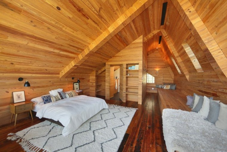 fotos de residencia modernas dormitorio bancos madera ideas
