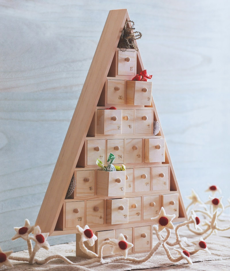 calendario de Adviento en forma de abeto original abeto navideño cajones regalos