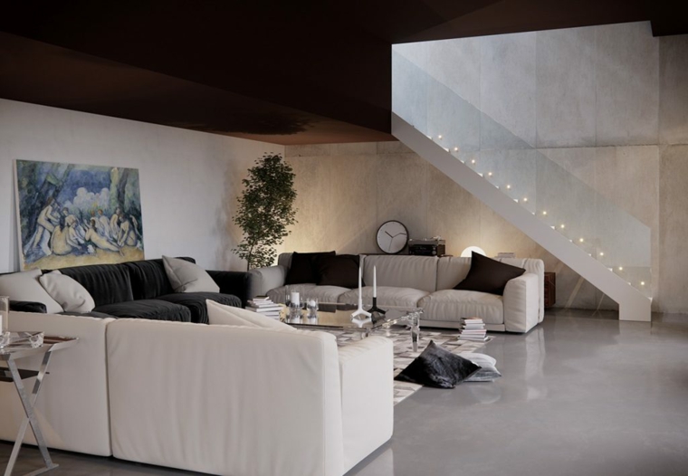 sofas blancas salon amplio diseno 2017 ideas