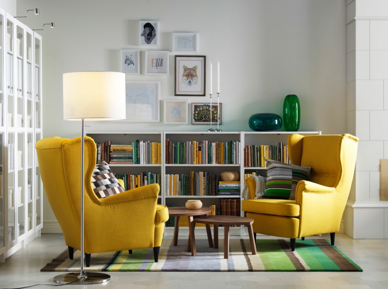 bonita sala estar sillones amarillos