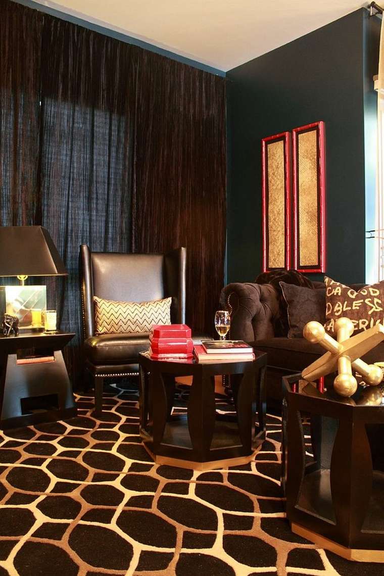 un salón oscuro en marrón cortinas de salon opciones color marron ideas