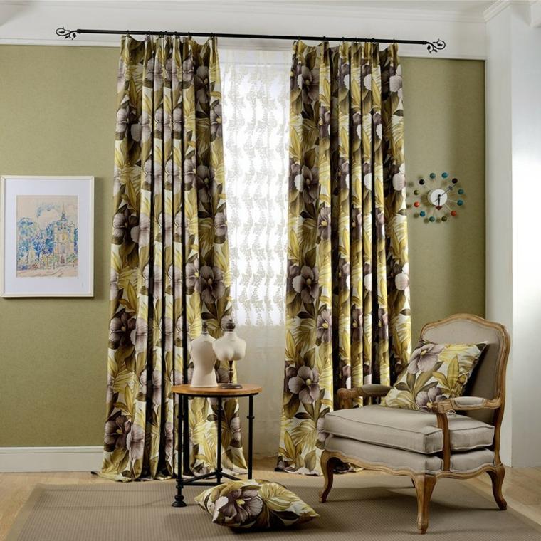 cortinas de salón con estampas muy bonitas cortinas de salon opciones estampa flores ideas