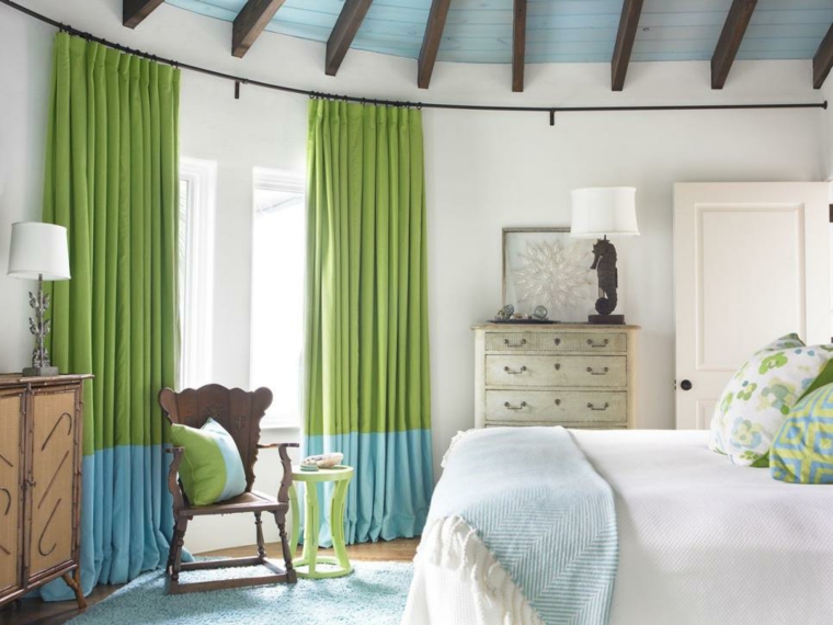 ventana amplia con estilo moderno cortinas ventanas nautico acentos verdes azules listones