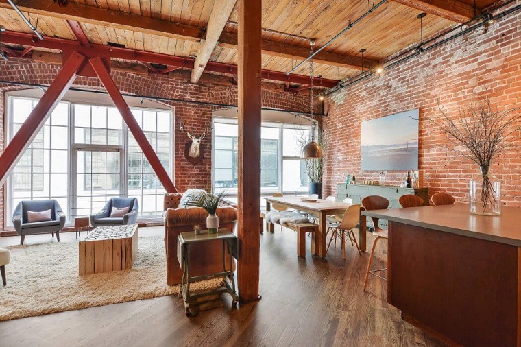 decoración industrial rustica apartamento amplio Melissa Winn Interiors ideas