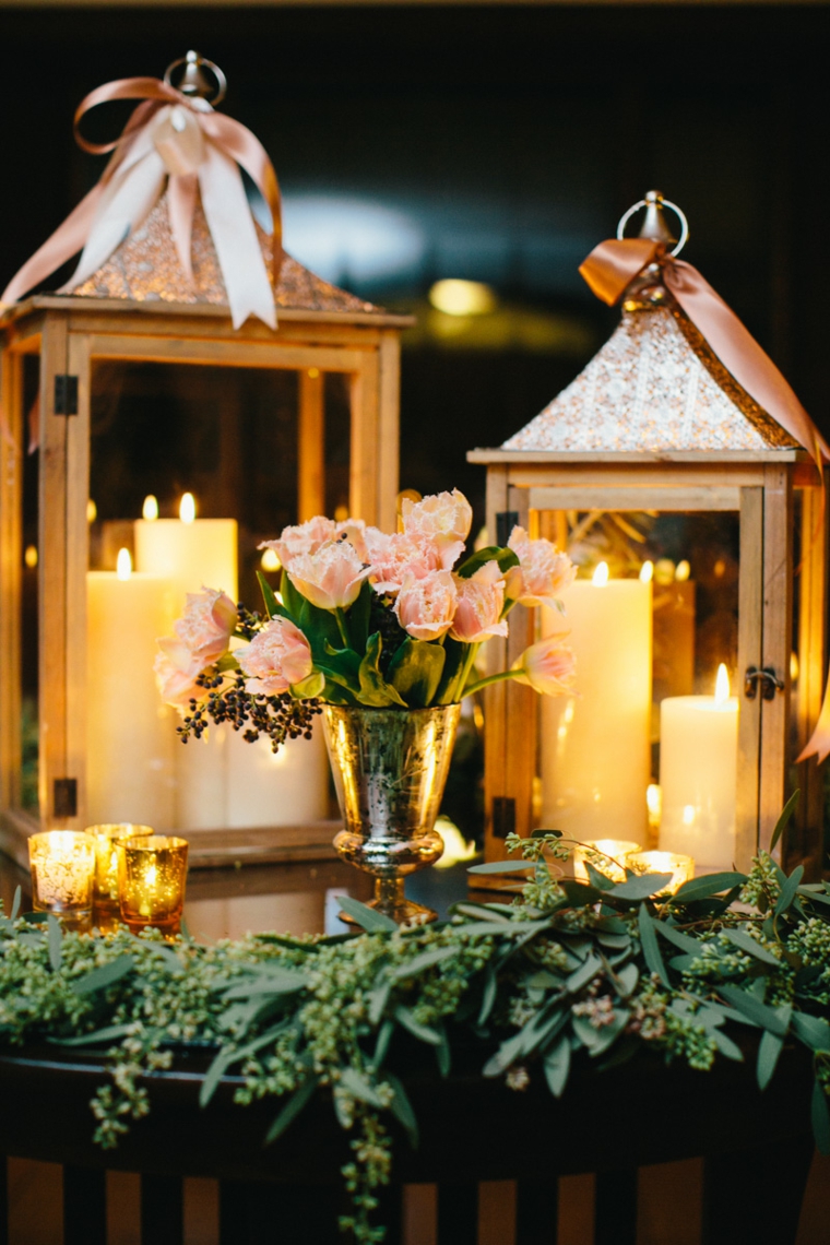 decoración mesa boda linternas