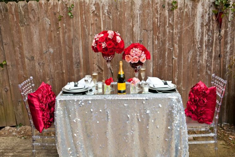 decoración mesa romántica