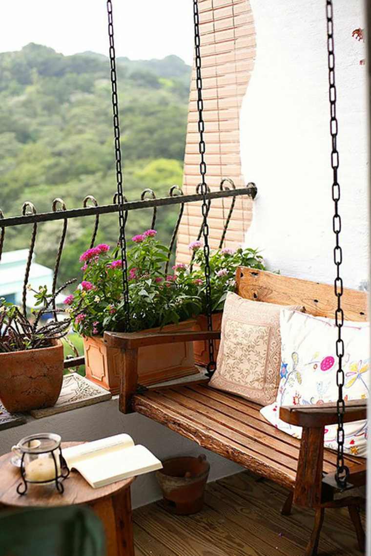 decorar balcon pequeño chill out exteriores banco columpio ideas